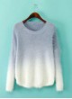 Ombre Long Sleeve Mohair Sweater-Purple